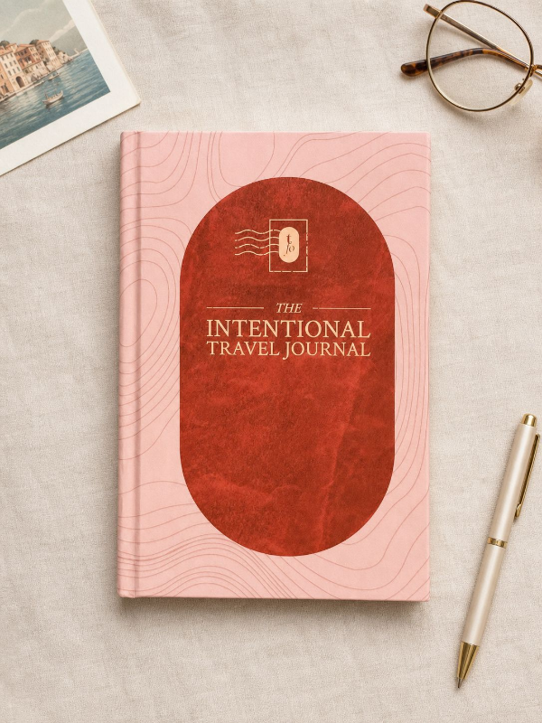 A reflection page inside The Intentional Travel Journal