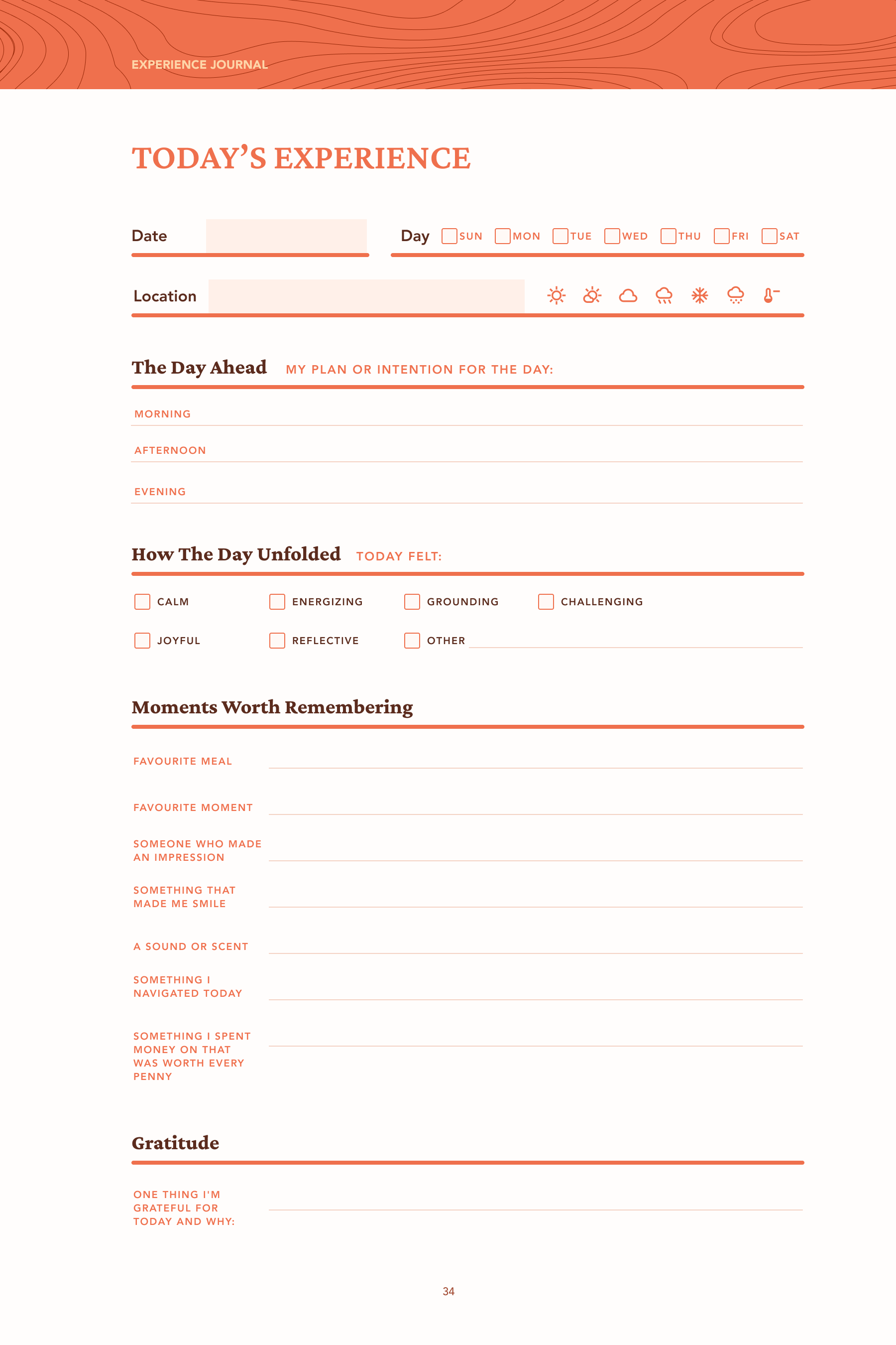 The Daily Journal page from The Intentional Travel Journal