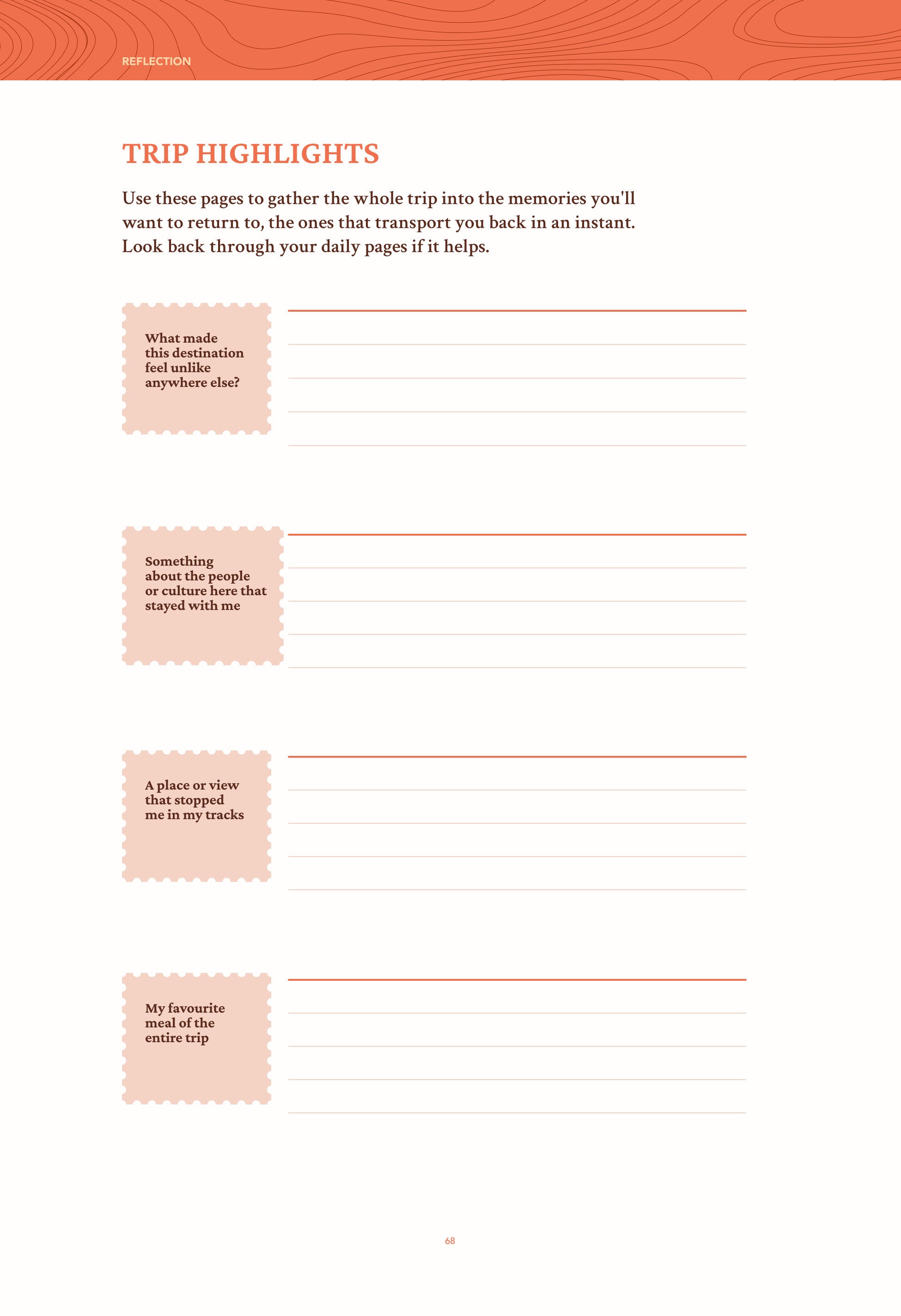 The Trip Highlights reflection page for gathering the memories worth returning to.